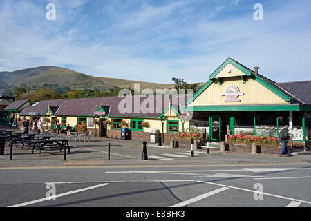 Snowdon Mountain Railway station at Llanberis in Conwy Wales UK with ticket office and buffet Stock Photo