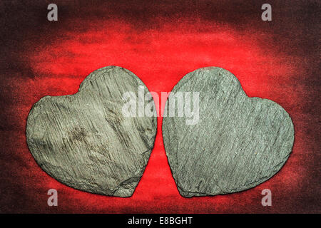 Couple of Stone Hearts Stock Photo