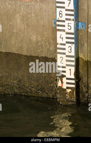 Dirty Water Level Scale on the Wall Stock Photo - Alamy