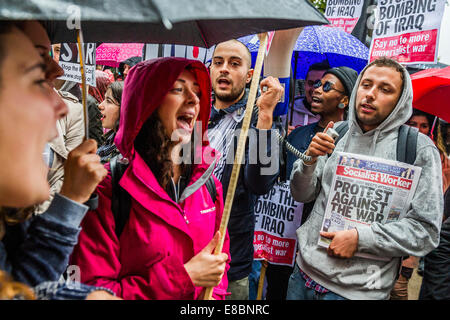 London, UK. 4th October, 2014. Stop the Bombing of Iraq - Don't Attack Syria Demonstration and march from Temple Place to Downing Street.  Organised by the Stop the War Coalition. Westminster, London, UK 4 Oct 2014. Credit:  Guy Bell/Alamy Live News Stock Photo