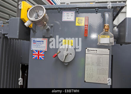 Electrical transformer installation supply three phase supply to factory and warehouse Stock Photo