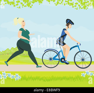 training in spring day Stock Photo