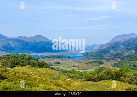 The Lakes of Killarney seen from Ladies View on N71 Ring of Kerry, Killarney National Park, County Kerry, Republic of Ireland Stock Photo