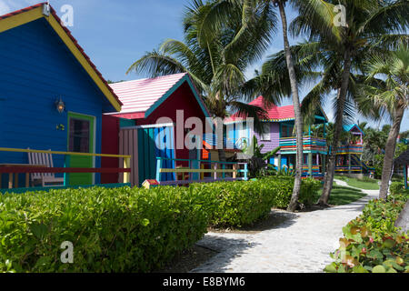 colourful chalets, Compass Point Beach Resort, Nassau, The Bahamas Stock Photo