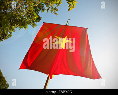 Vietnam flag with lens flare. Stock Photo