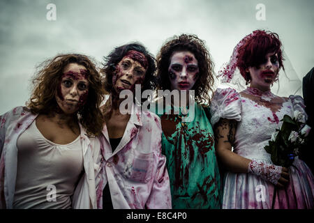 Sitges, Spain. 4th Oct, 2014. Women made-up as zombies take part in the Sitges Zombie Walk 2014 Credit:  Matthias Oesterle/ZUMA Wire/ZUMAPRESS.com/Alamy Live News