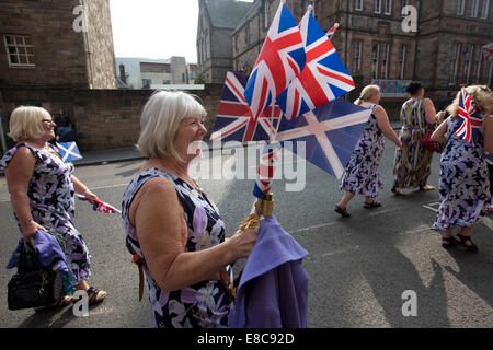 Members of the Protestant Orange Order marching through Edinburgh to show support for a No vote in the forthcoming referendum.