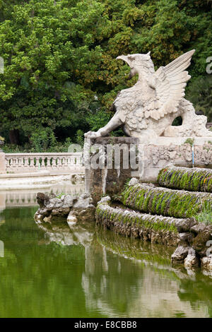 Griffin statue at Parc de la Ciutadella in Barcelona, Catalonia, Spain. Stock Photo