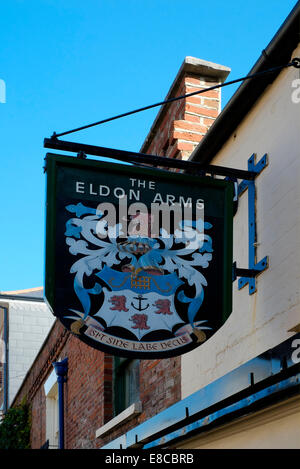 Traditional hanging pub sign outside the former 400 year old public ...