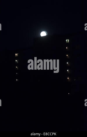 Astigmatic eyesight vision. Seeing double. Dark night shot with full ...