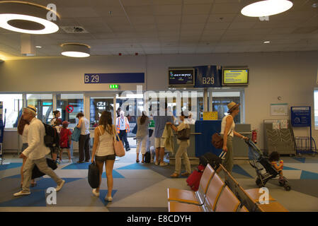 passengers at airport in athens in greece Stock Photo