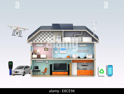 Energy efficient Home concept isolated on gray background Stock Photo