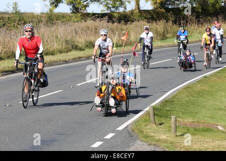 Bedfordshire, UK. 5th Oct, 2014. Blesma, the limbless veterans charity take part in SR UK, day one is a circular route around Woburn Abbey, Bedfordshire, UK Credit:  Neville Styles/Alamy Live News Stock Photo