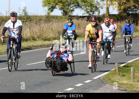 Bedfordshire, UK. 5th Oct, 2014. Blesma, the limbless veterans charity take part in SR UK, day one is a circular route around Woburn Abbey, Bedfordshire, UK Credit:  Neville Styles/Alamy Live News Stock Photo