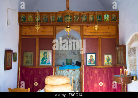 interior of small chapel at milos, greece Stock Photo