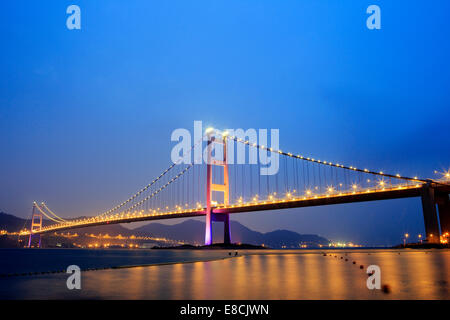 Tsing Ma bridge, the longest suspension bridge in Hong Kong Stock Photo