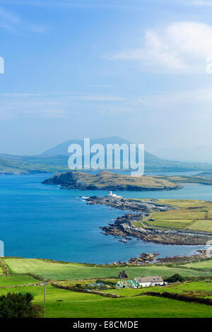 View over Valentia Lighthouse on the western side of Valentia Island, County Kerry, Republic of Ireland Stock Photo