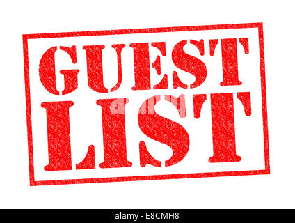 GUEST LIST red Rubber Stamp over a white background. Stock Photo