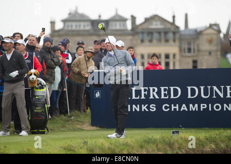 St. Andrews, Scotland, UK. 5th Oct, 2014.  Alfred Dunhill Links Championship. Rory McIlroy  tee shot on the 2nd Credit:  Action Plus Sports Images/Alamy Live News Stock Photo
