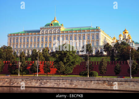 Moscow Grand Kremlin palace and Annunciation Cathedral on summer morning sunshine Stock Photo