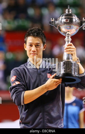 Ariake Coliseum, Tokyo, Japan. 5th Oct, 2014. Kei Nishikori (JPN), OCTOBER 5, 2014 - Tennis : Rakuten Japan Open Tennis Championships 2014, Victory ceremony at Ariake Coliseum, Tokyo, Japan. © Yohei Osada/AFLO SPORT/Alamy Live News Stock Photo