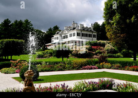 Lenox, Massachusetts: The Mount, home of American author Edith Wharton, seen from the formal French flower garden Stock Photo