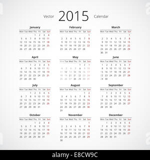 Simple 2015 year vector calendar Stock Photo