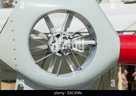 Closeup of the tail rotor of a helicopter Stock Photo