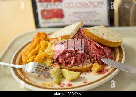 Corned Beef Sandwich at Manny's Coffee Shop in Chicago Stock Photo