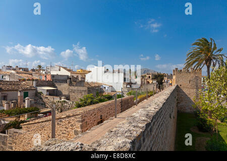 City walls and roofs of the historic centre, Alcudia, Majorca, Balearic Islands, Spain Stock Photo