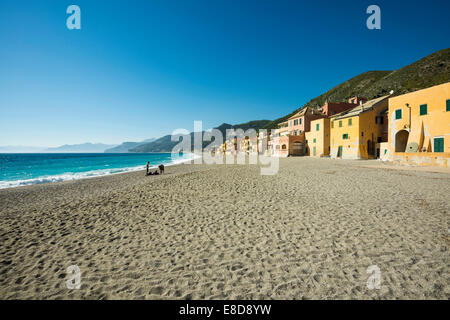 Typical houses on the beach, Varigotti, Finale Ligure, Riviera di Ponente, Liguria, Italy Stock Photo