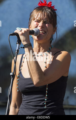 San Francisco, California, USA. 6th Oct, 2014. October 4, 2014.DIANA MANGANO of the band, WhoGrass, performs at the Hardly Strictly Bluegrass Festival in Golden Gate Park, San Francisco, California, on Saturday, October 4, 2014. The annual free festival has been held every year since the first event in 2001. © Tracy Barbutes/ZUMA Wire/Alamy Live News Stock Photo
