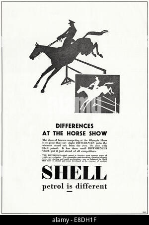 1920s advertisement for SHELL PETROL in English magazine dated June 1929 Stock Photo