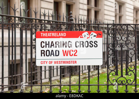 Charing cross road street sign in London, England Stock Photo
