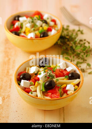 Pasta salad with marjoram. Recipe available. Stock Photo