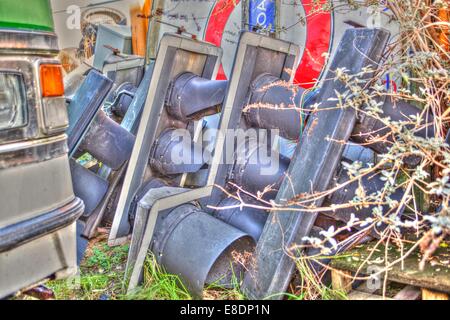 Old traffic lights Stock Photo