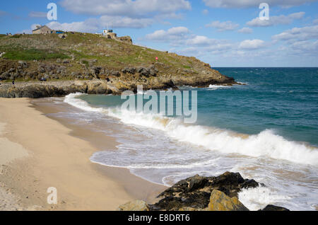 St. Ives Porthgwidden beach wave breaking, Cornwall England. Stock Photo