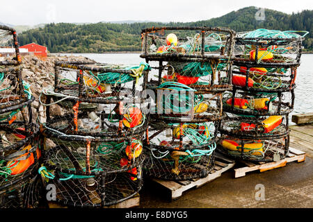 Crab pots Yaquina Bay Newport Oregon USA Stock Photo