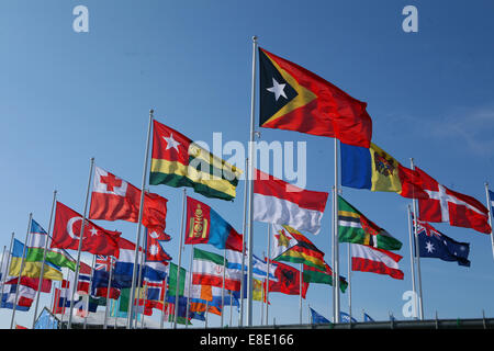 International flags blowing in the wind Stock Photo - Alamy