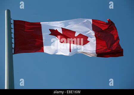 The National Flag of Canada, The Maple Leaf and l'Unifolié Stock Photo