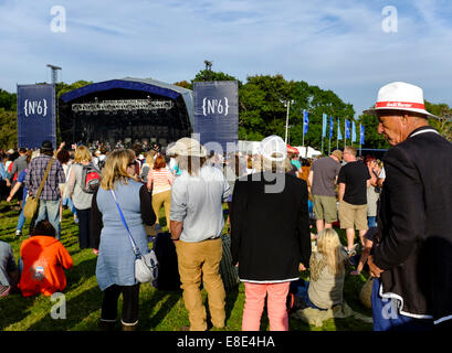 Festival goers at the Main stage at 'Festival No.6'. 6th September 2014 in Portmeirion, North Wales Stock Photo
