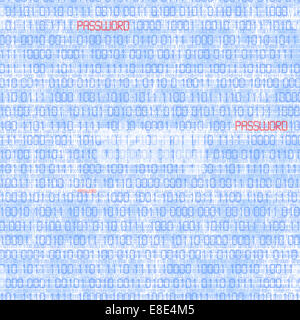 Binary codes with hacked password on white background Stock Photo