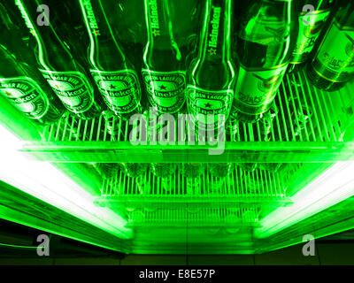 Heineken European beer inside shop refrigerator Stock Photo