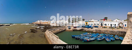Horizontal panoramic (3 picture stitch) view across Essaouira. Stock Photo