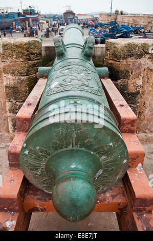 Vertical close up of the famous canons in Essaouira Stock Photo