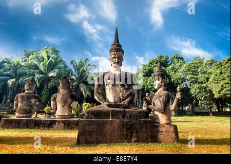 Amazing view of mythology and religious statues at Wat Xieng Khuan Buddha park. Vientiane, Laos Stock Photo