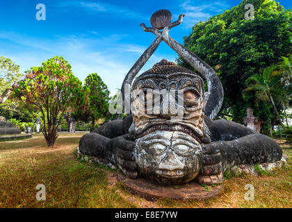 Amazing view of mythology and religious statues at Wat Xieng Khuan Buddha park. Vientiane, Laos Stock Photo