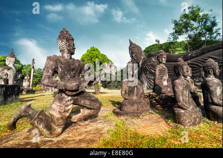 Amazing view of mythology and religious statues at Wat Xieng Khuan Buddha park. Vientiane, Laos Stock Photo