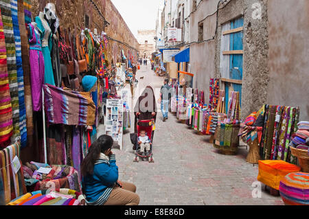 Horizontal view along Rue de la Skala in Essaouira. Stock Photo