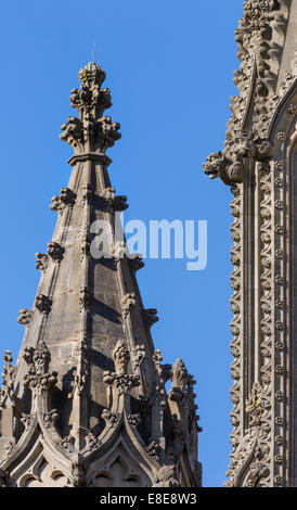 Architectural detail of ornate richly carved stonework on the face of St Mary Redcliffe church in Bristol UK Stock Photo